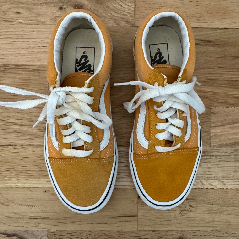 Vans Old Skool Skate Shoes Unisex M5 W6.5 Mustard Suede Canvas Low Top Lace Up